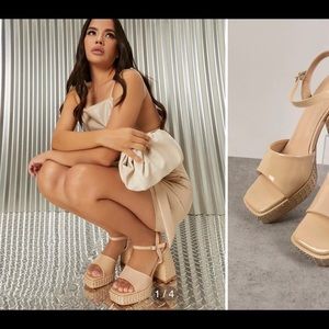 Shein Studded Detail Heel Ankle Strap Platform Heels size 8